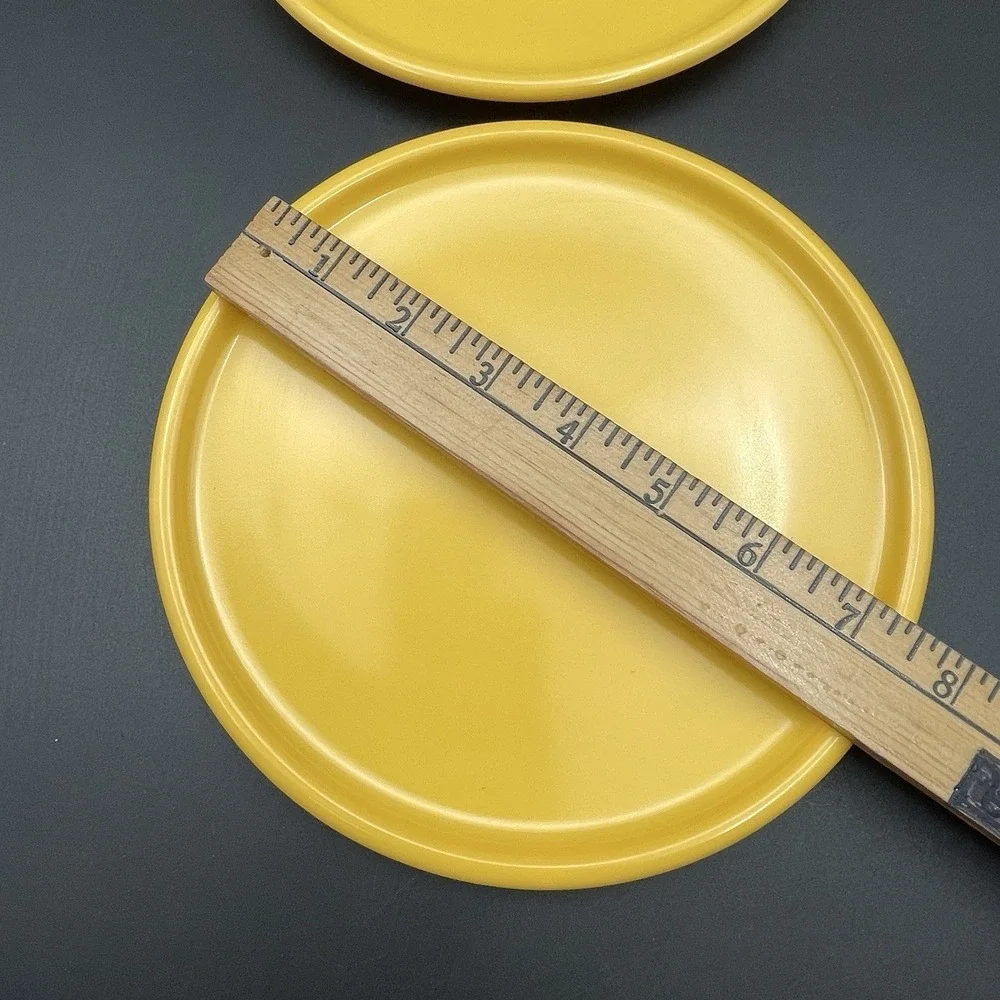 Vintage SRO Yellow Melamine Plates Set of 2 Dallas Texas 1986 Round